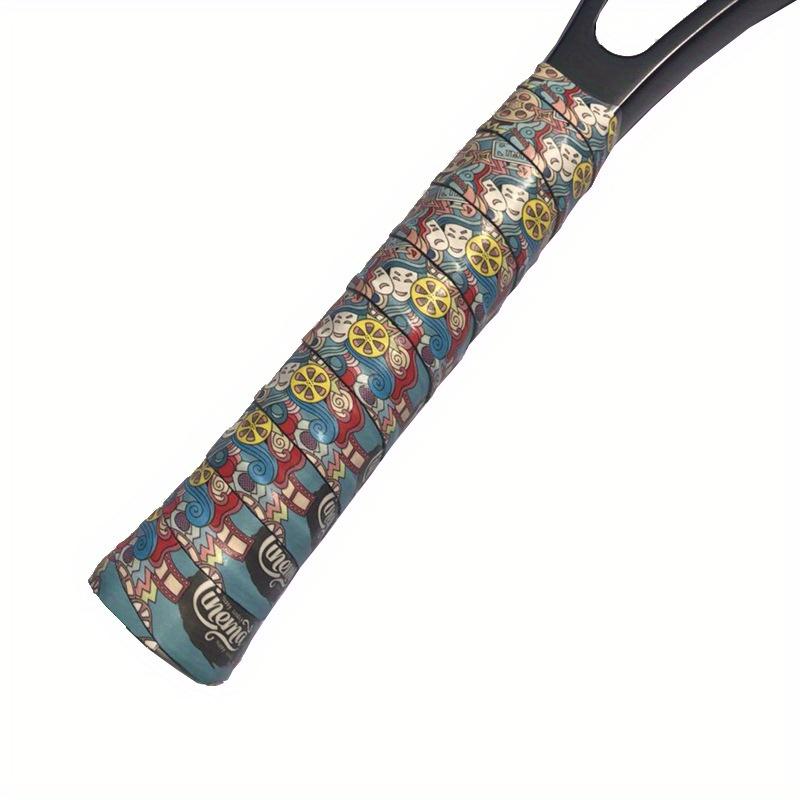 

2 шт. новый матовый принт, влагопоглощающая лента, красочная сетчатая перьевая ракетка, ручная обмотка, сухая, нескользящая и потоотводящая лента 3 см