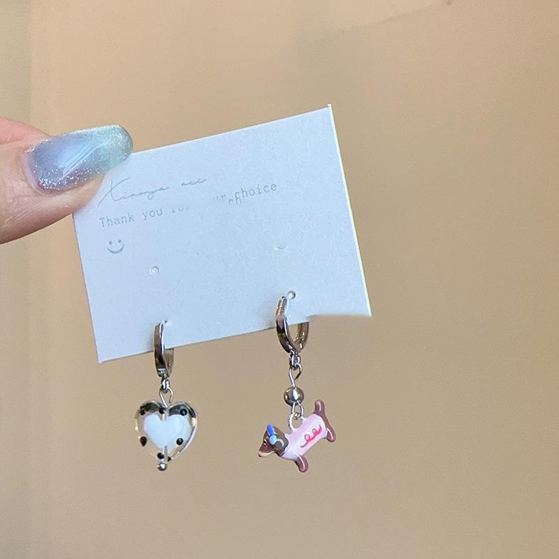 

Капающее масло круглые асимметричные серьги-подвески в виде щенка универсальные маленькие свежие серьги-кольца модные личностные серьги с высоким чувством стиля женщины