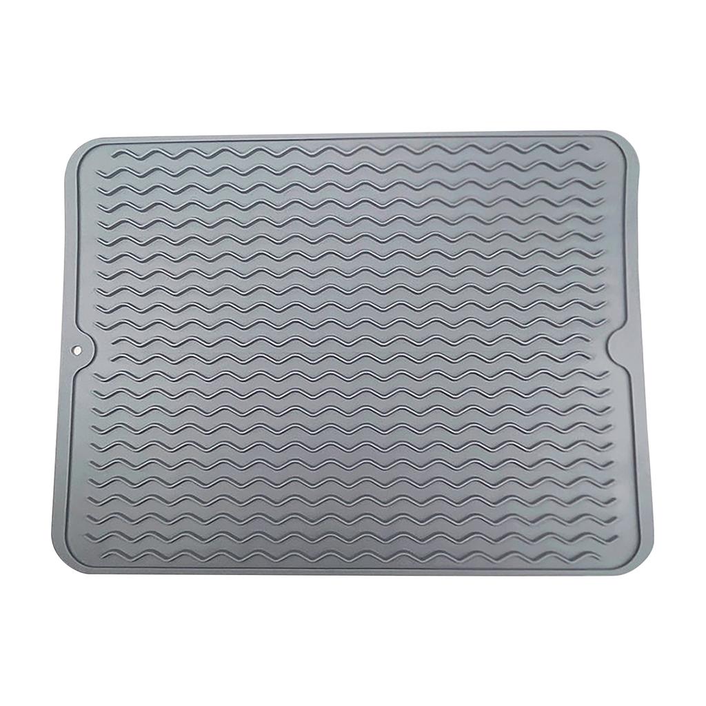 Silicone Dish Drying Mat Medium Size Flexible Non-Slip Water Draining Mat with Wave Pattern for Kitchen Sink Countertop Use