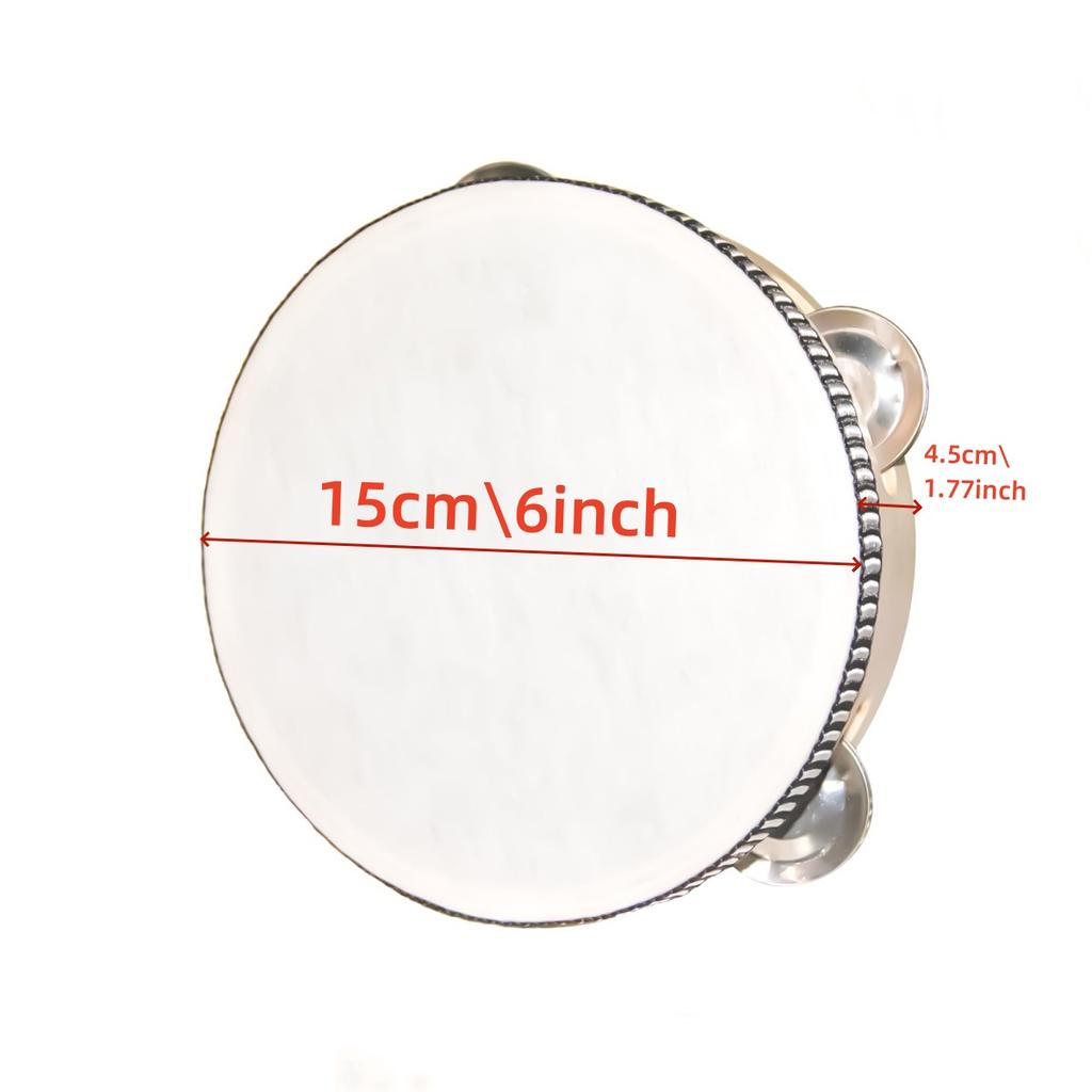 1Pcs Wooden Tambourine 4/6/8/10-Inch White Rim with Metal Jingles Musical Percussion Instrument for Concert Church Party