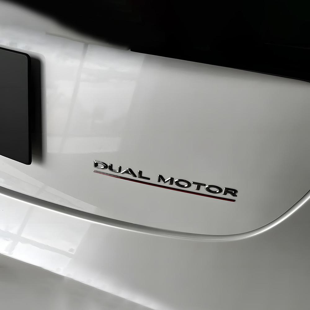 DUAL MOTOR Underlined Letters Emblem for Tesla Model Y 3 S X Car Styling High Performance Trunk Badge Sticker Chrome Black Red