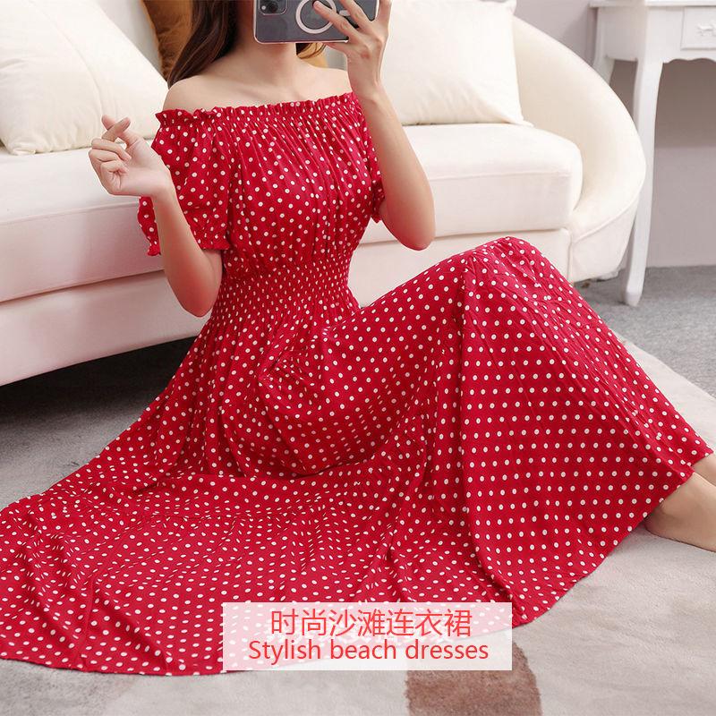 Seaside vacation beach dress cotton floral dress female shabahemi muslim