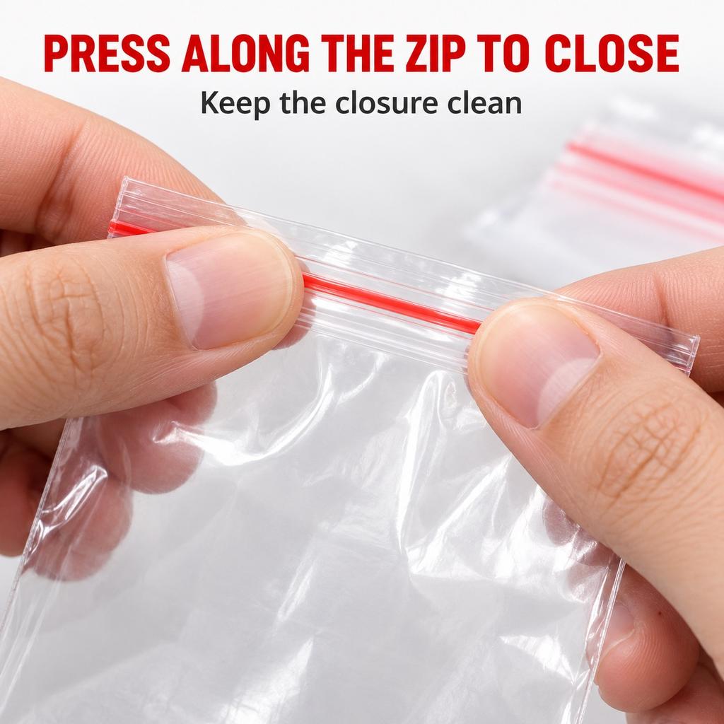 100 Clear Mini Resealable Zip Bags, 5x7 7x10 or 9x13cm