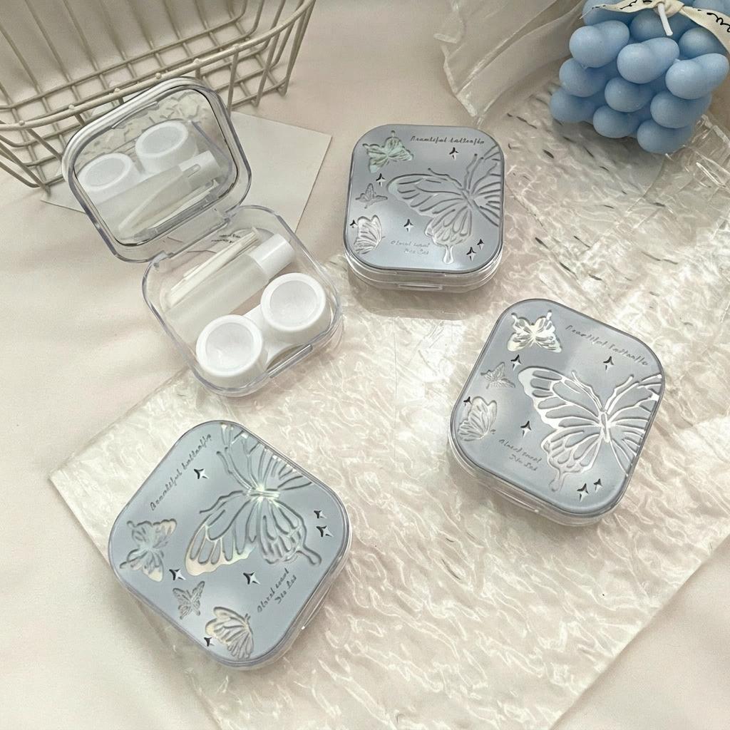 Compact Travel Lens Case Compact Portable Lens Case Butterfly Contact Lens Box Elegant For Pocket Short Travel Long-Term Use