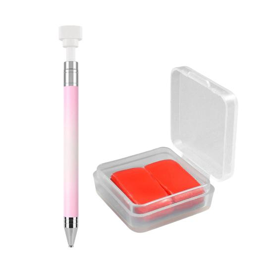 1/2Pcs Rhinestone Applicator Tool with Refill Wax Pads Rhinestone Picker Refillable Wax Pen DIY Nail Art Rhinestone Painting Dotting Wax Pen Rotatable