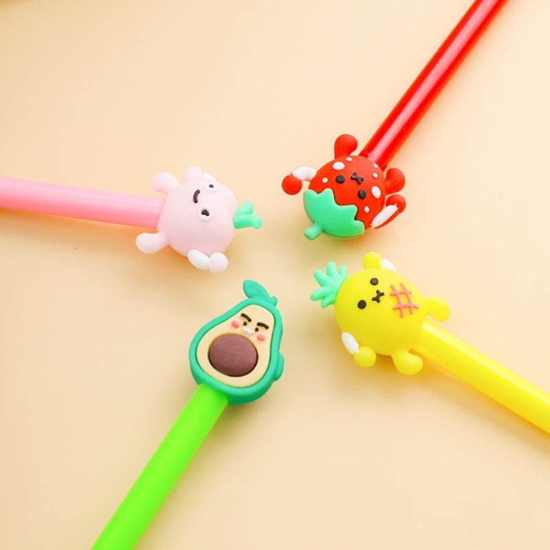 4Pcs Cartoon Theme Gel Pen Quick Drying 0.5MM Refillable Gel Inks Pen for Writing Journaling Office School Supplies