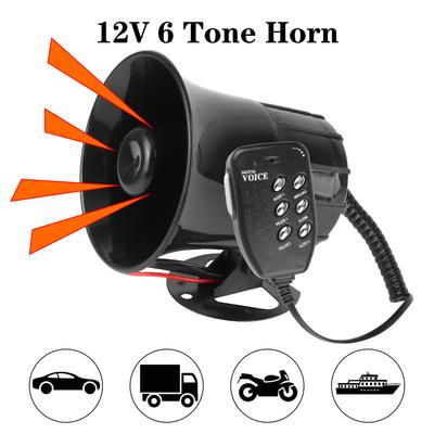 Air Horn 12V 100W Multi-tone Claxon Horn Car Horn 120DB Loud Multipurpose 6 Tone Police Siren Loud Speaker Car Warning Alarm Megaphone