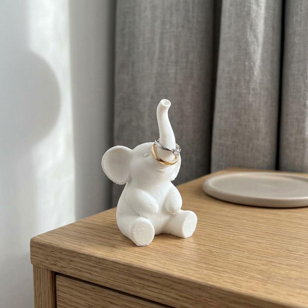 Anti-Loss Long Trunk Elephant Ring Holder Minimalist 3D Printed Animal Jewelry Holder Aesthetic Art Sculpture
