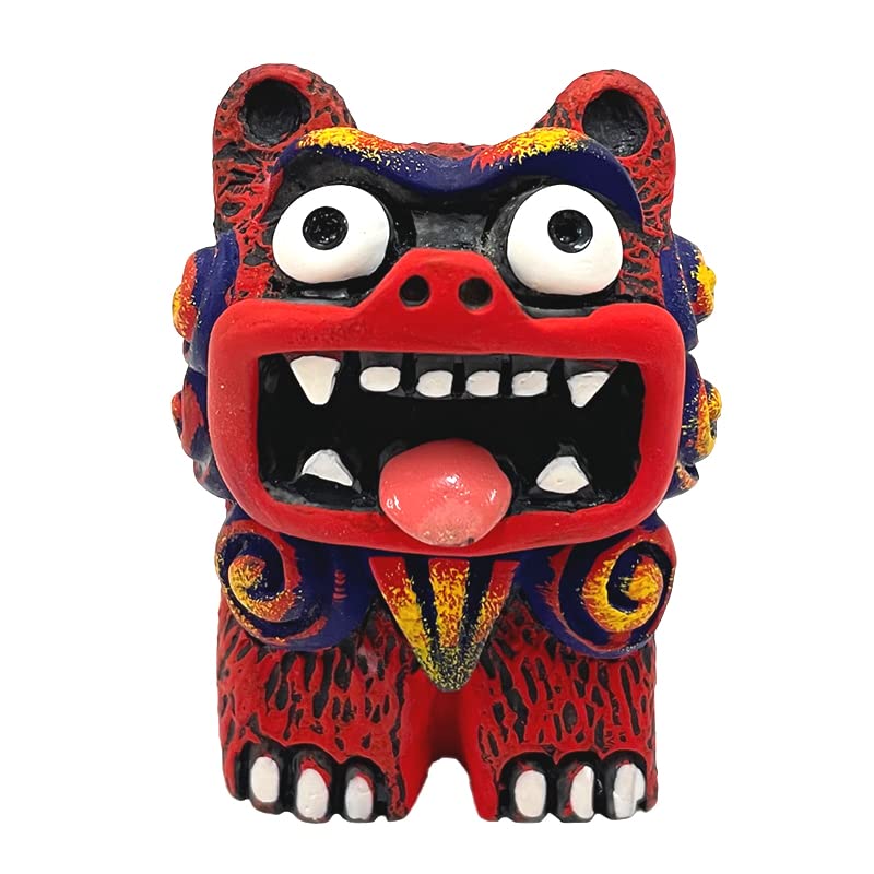 Kubakasaya Shisa Figuren, Souvenir aus Okinawa, Paar Kariyushi Shisa Figuren, Rot, Glücksbringer, Feng Shui, Schutz vor Bösem, Ryukyu