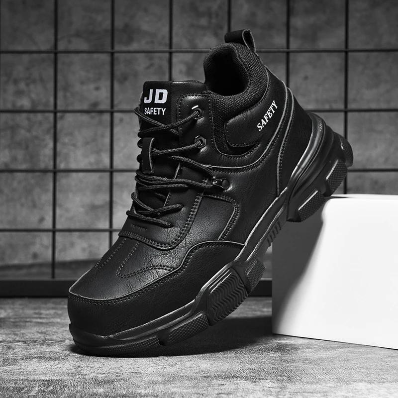 Fashion Waterproof Safety Boots Men Indestructible Steel Toe Work Boots Anti-smash Stab-resistant Safety Shoes Biker Botas Para Hombre