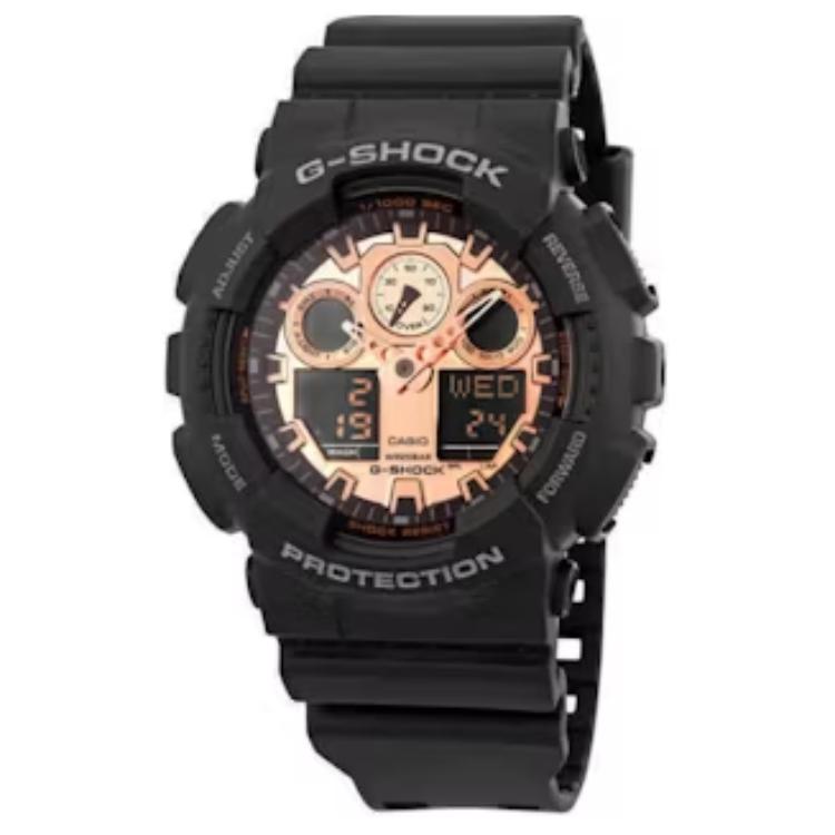

CASIO Men Liquid Crystal/Analog Dual Display Series Gold Watch GA-100MMC-1A GA-100MMC-1A Black Strap