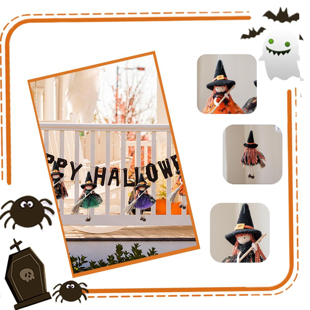 Halloween Ornament Witch Girl Broomstick Angel Hanging Pendant Mesh Silk Design For Christmas Tree Party Festival Decoration