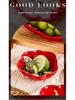 Tomato Ceramic Tableware: Tomato-Shaped Dinner Plates, Heart-Shaped Dessert Bowls, Festive Fruit Plate, Red Storage Jar.