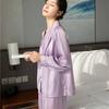 Ice Silk Suit Women French Vintage Elegant Pajama Chic Solid Simple Long-sleeved Trousers Autumn Princess Style Home Wear Two-piece Suit Clothes Chic
