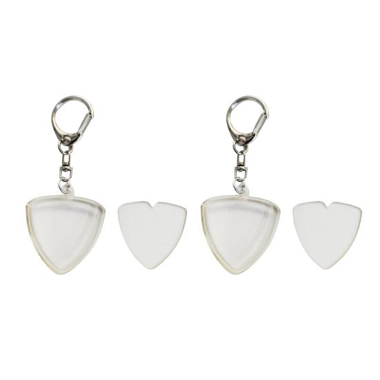 1/2/3Pcs Triangle Keychain Guitar Pick Holder Clear Case Heart Shaped