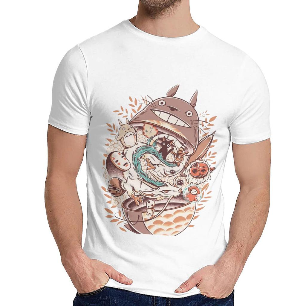 Pure Cotton Ramen Horor Hayao Miyazaki Japanese Anime T Shirt Unisex Unique Design Soft Cotton Fashion