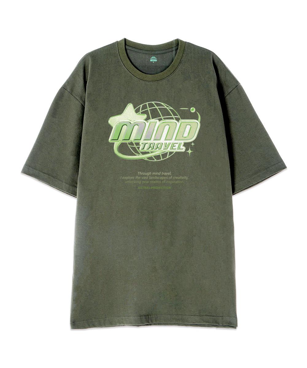 Astral Projection [Oversized] Mind Travel 13-Count Cotton Round Neck Short Sleeve T-Shirt_Khaki Xl