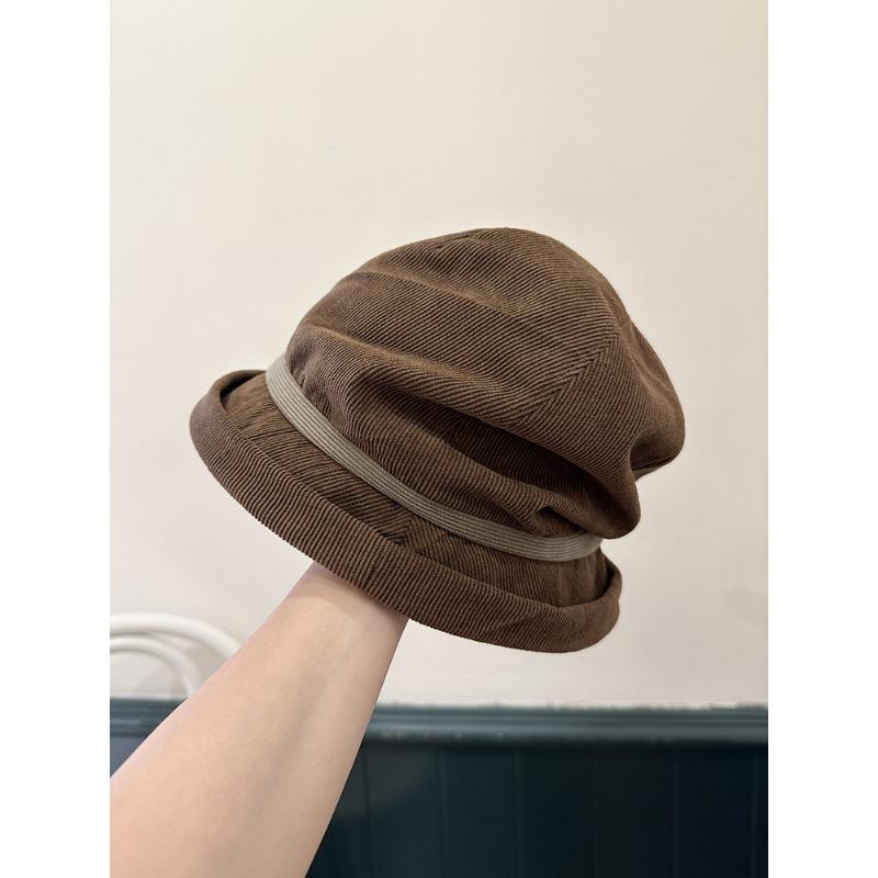 Autumn New Corduroy Fisherman Hat Korean Style Women's Fashion Versatile Pile Hat Warm Basin Hat Casual and Small Face