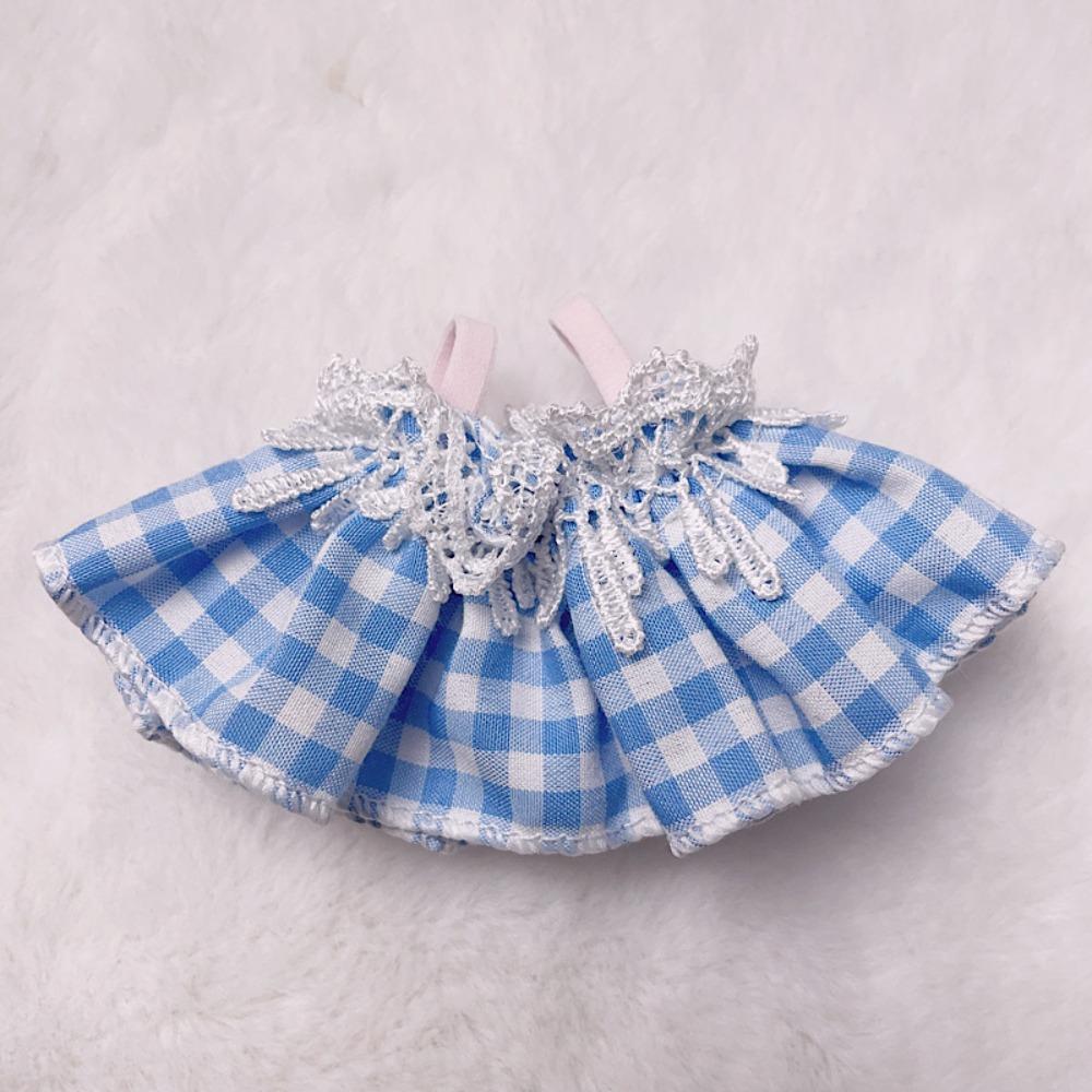 Grid Doll Clothes Dress JK Skirt Plush Toys Clothes Trim 10cm Cotton Doll Clothes  Kids Girls Toys
