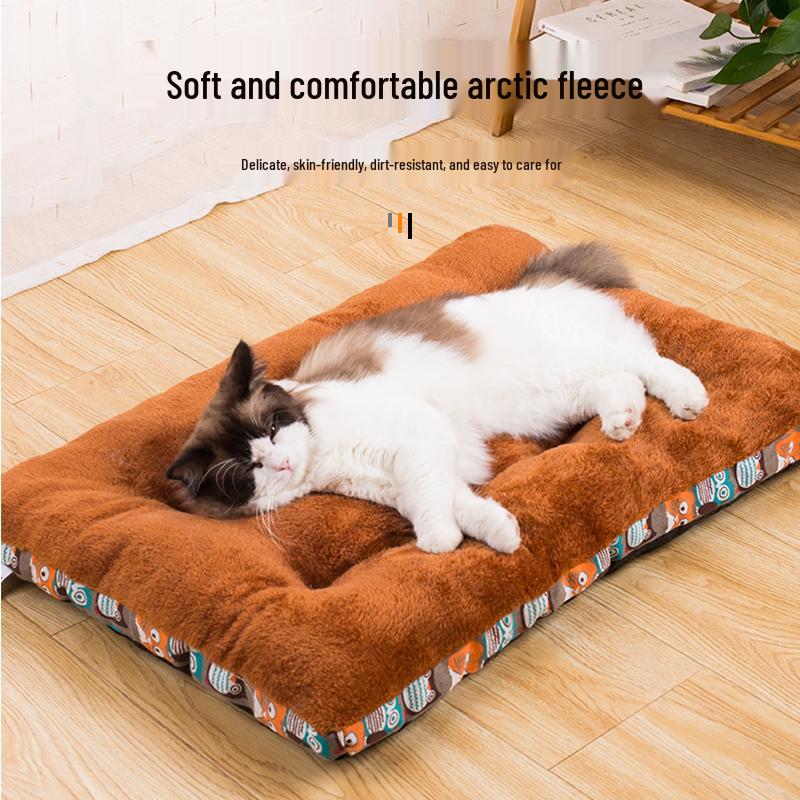 Four Seasons Pet Cushion: Thick Cotton Sleeping Pad for Cats and Dogs