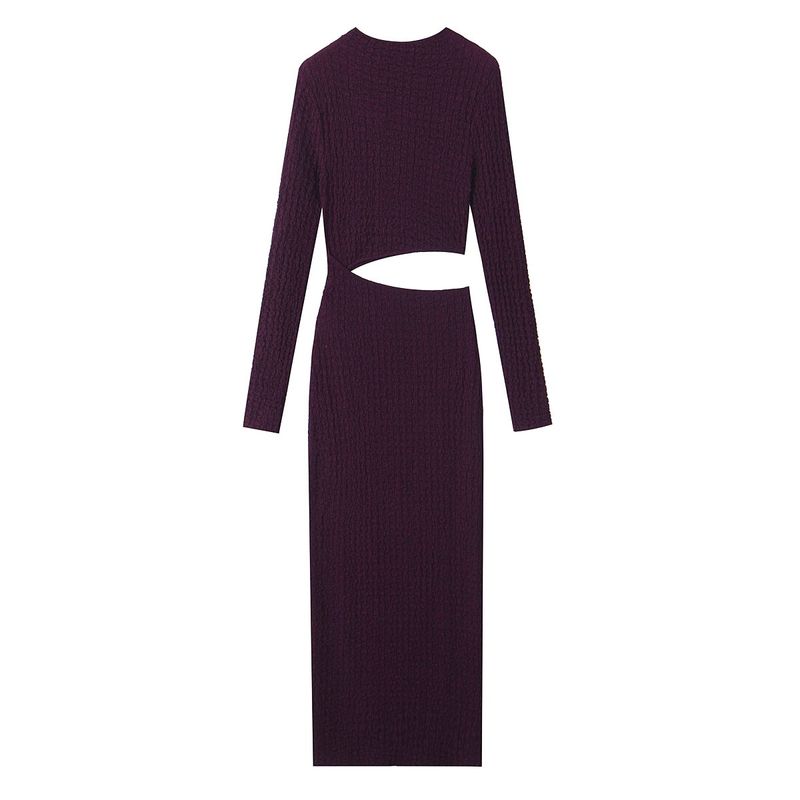 

Kaslead New Arrival Women s Clothing Fashion Style Fashion Minimalist Texture Hollow Dress 5039388 Dark purple L