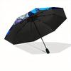 1pc Skull Roses Automatic Folding Umbrella Portable Collapsible Design, 8-Rib Iron Frame, Durable Fabric, All-Season Casual Outdoor 167