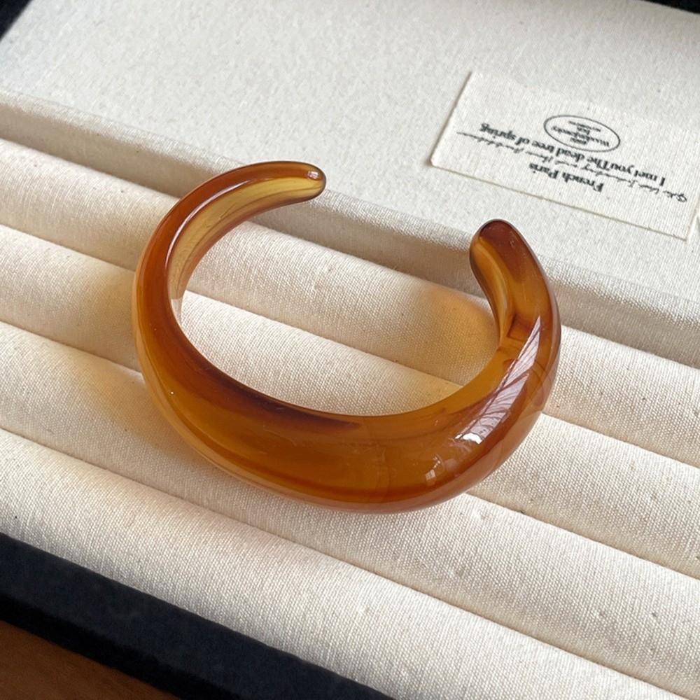 Acrylic Open Bracelet Open Style Acrylic Bracelet Elegant Acrylic Bangle Daily Wear Brown