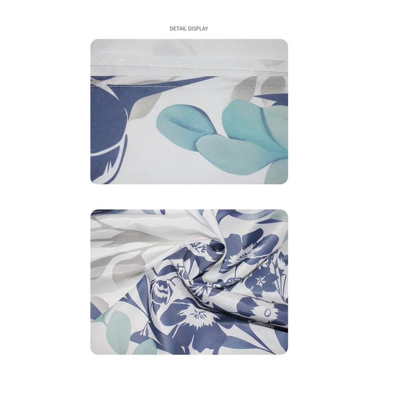 Perdea de duș din poliester cu imprimare cu frunze de flori, îngroșată, rezistentă la apă, rezistentă la mucegai, baie despărțitoare pentru baie, perdea universală