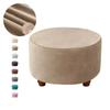 Velvet Round Ottoman Covers Elastic All-inclusive Footrest Covers Stretch Footstool Slipcovers Furniture Protector Living Room