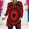 Women Plus Size Round Neck Long Sleeve Printed Loose Fit Longline T Shirt With Pockets