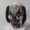 Horror Smile Clown Mask Cosplay Scary Black Nose Hair Joker Latex Helmet Halloween Carnival Dress Up Party Costume Props
