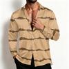 Veste chemise rayée décontractée pour homme Coupe ample Respirante Col rabattu pour le printemps et l'automne