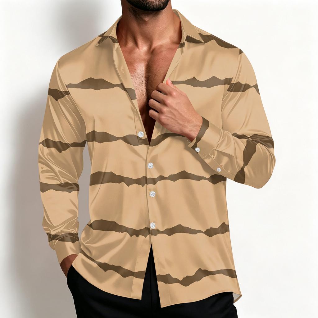 Veste chemise rayée décontractée pour homme Coupe ample Respirante Col rabattu pour le printemps et l'automne