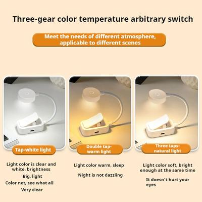 Portable LED Book Lights Eye Protection Night Light Mini 360°Clip-On Desk Reading Battery Lamp Travel Bedroom Reading Light