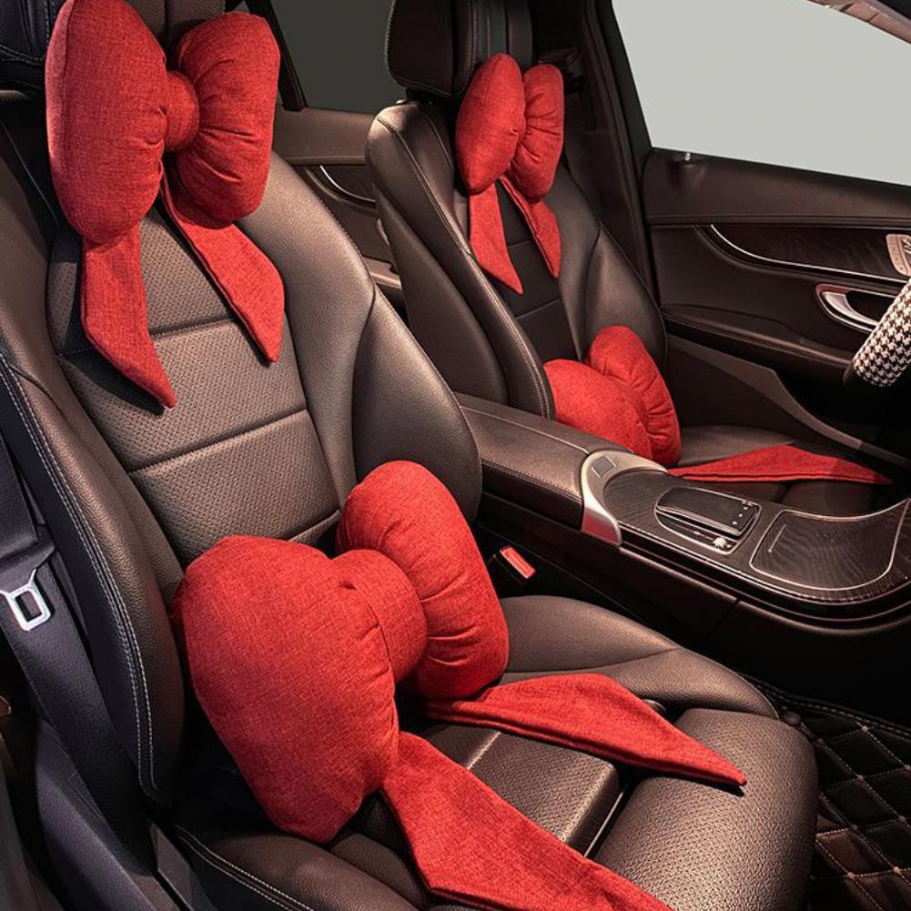 Bow-knot Car Memory Foam Neck Pillow Protection Lumbar Backrest Cushion Lumbar Cushion Car Headrest Cushion