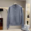 Men's Winter Half-High Collar Zipper Sweater with Embroidered Logo