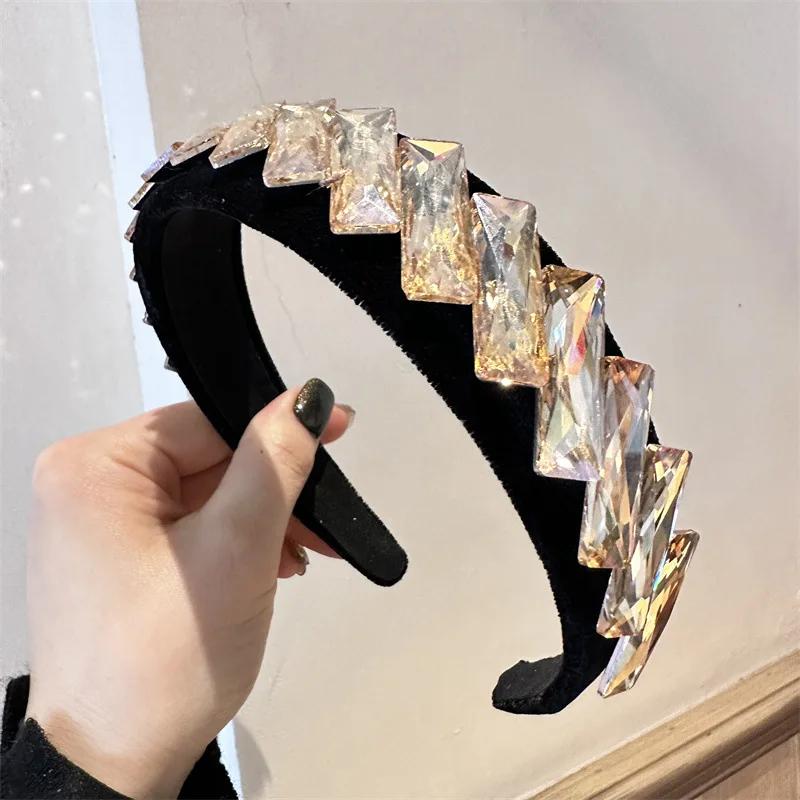 

Стразы Повязки на голову Женские Черные Серебристые Зеленые Красные Повязки для женщин Нескользящие Модные Блестящие Сверкающие Бриллиантовые Праздничные Повязки для волос