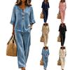 Women's Velvet Two-Piece Set, Color, Long Sleeve, Round and V-Neck, Loose Fit