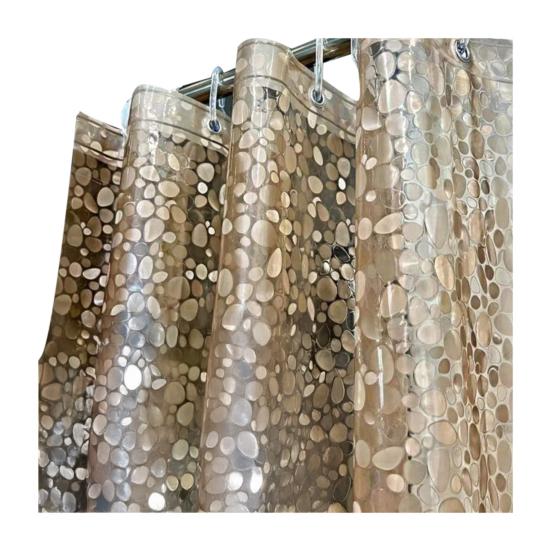 Cortina de Ducha Impermeable, Forro Grueso de EVA para Ducha, Cortina de Baño con Patrón de Guijarros 3D para Cabina de Ducha, Bañeras