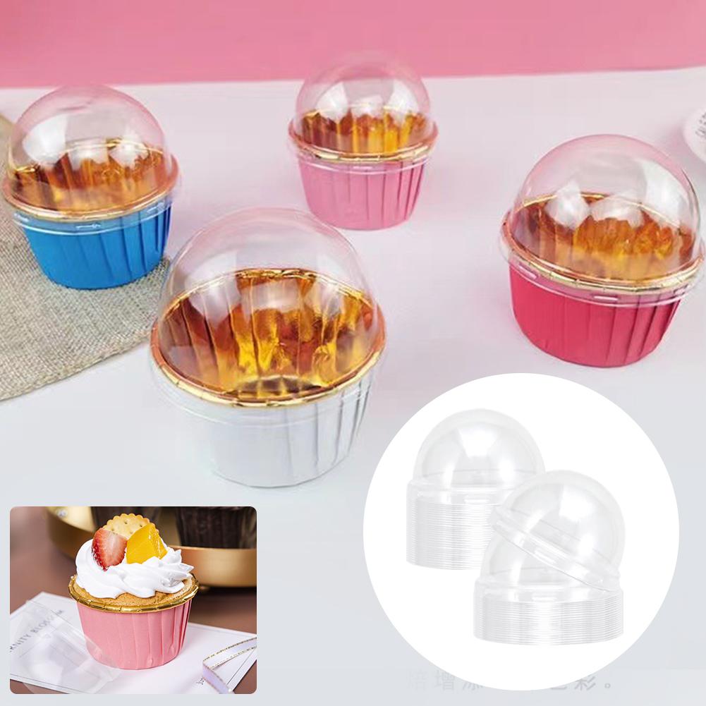 EY# 50 Pcs Cupcake Liners Disposable Ramekins Portable with 50Pcs Lids Baking Cu