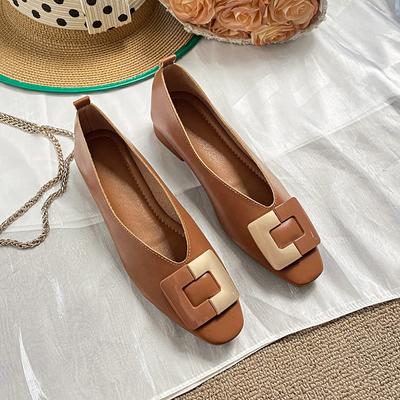 Новий стиль Французькі Низький Каблук Квадратний Носок З Неглибоким Вирізом Однотонні Туфлі Жіночі М'яка Підошва Плоскі Туфлі взуття для жінок zapatos de mujer