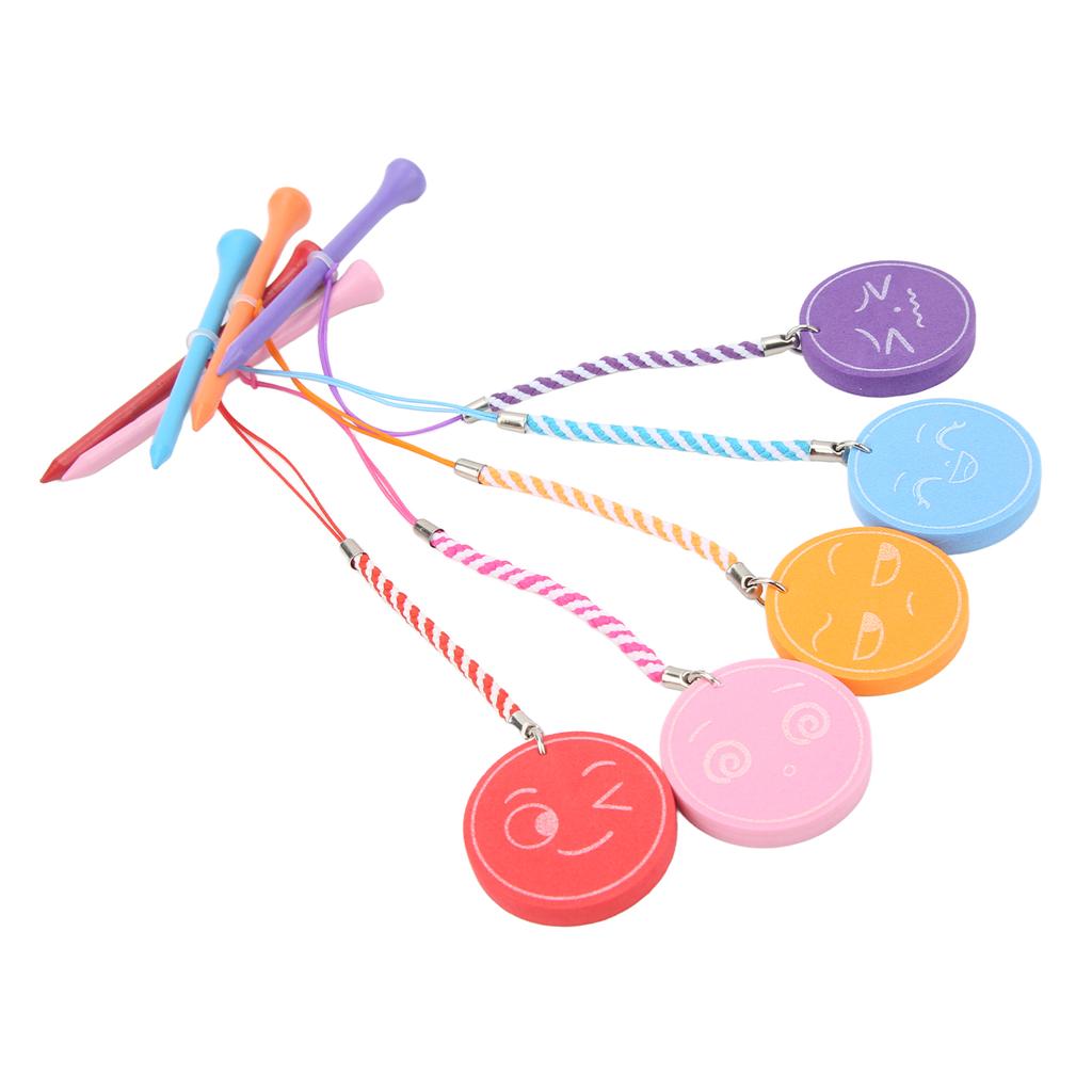 5Pcs 3 1 4 Inch Golf Wooden Tees With Anti Loss Rope Magnetic EVA Foam Multi Color Expression Pattern