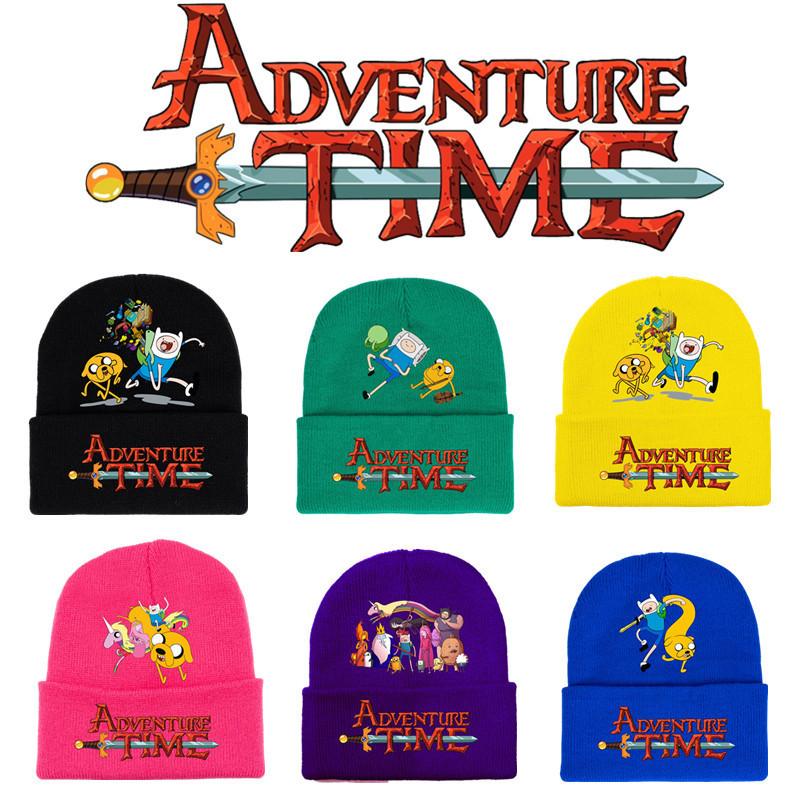 Adventure Time Cartoon Print Acrylic Knit Hat Winter Warm Unisex Beanie For Adults Teens