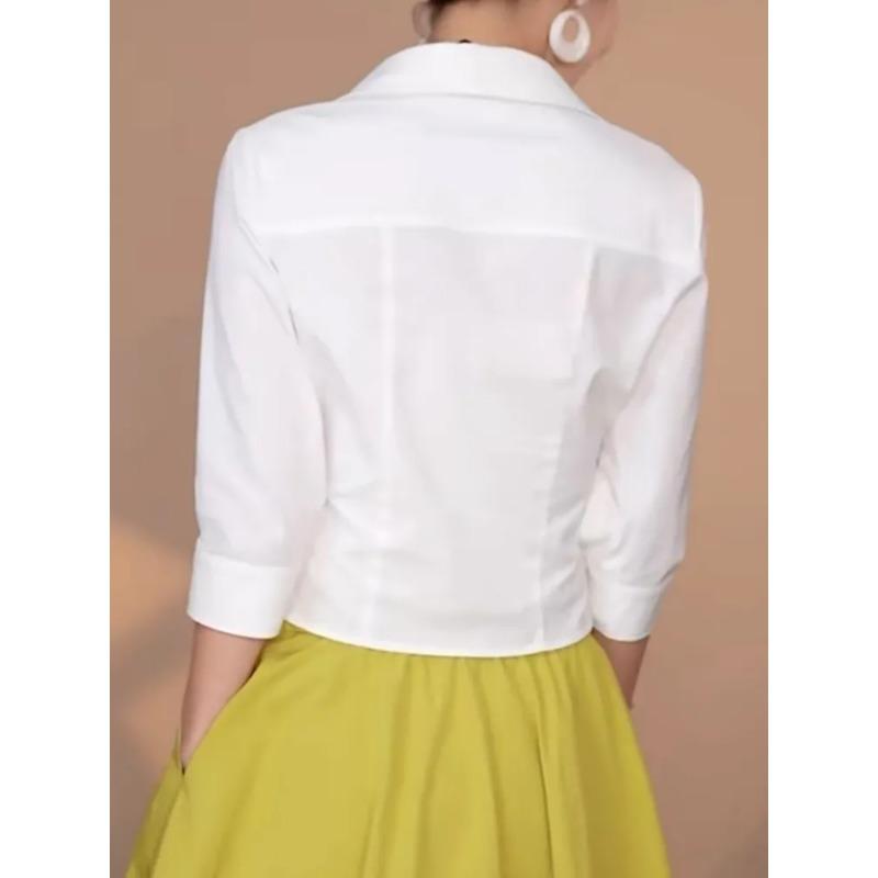 Weißes Damenhemd, Sommer, neuer Stil, modisch, lässig, asymmetrisches Design
