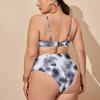 Tie Dyed Gradient Sexy Hollow Out High Waist Split Large Size Swimsuit Female