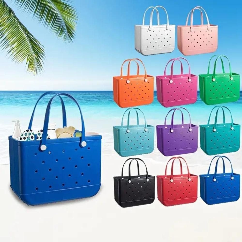 Bolsa de Playa Bolso Tote Ligero de Goma Grande Impermeable Lavable para Exterior Bolso de Mano Duradero Abierto para Viajes Camping Playa Deportes Barco Piscina Gimnasio
