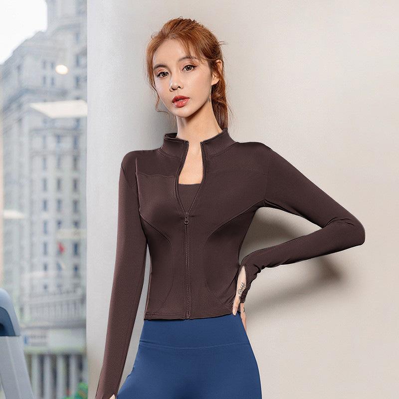 Sunscreen clothing Spring Internet celebrity fitness jacket women's zipper slim-fit quick-drying long-sleeved tight sports yoga clothing top