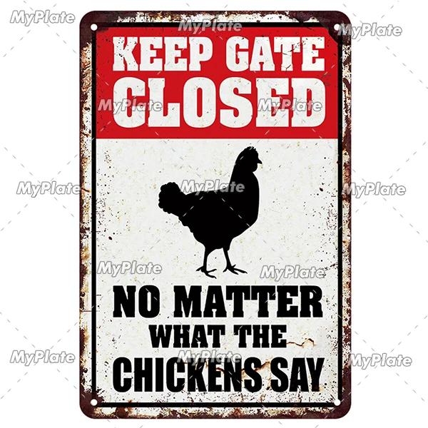 [MyPlate] Vintage Farm Chickens Retro Poster  Metal Sign Plate Tin Sign Wall Crafts Decor For Home Room Plaque Decoration Gift