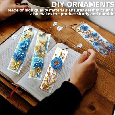 12/16pcs DIY 5D Diamond Painting Bookmark Kits with Pendant Diamond Art Bookmark Craft Kit for Adults Beginner Crafts Gifts