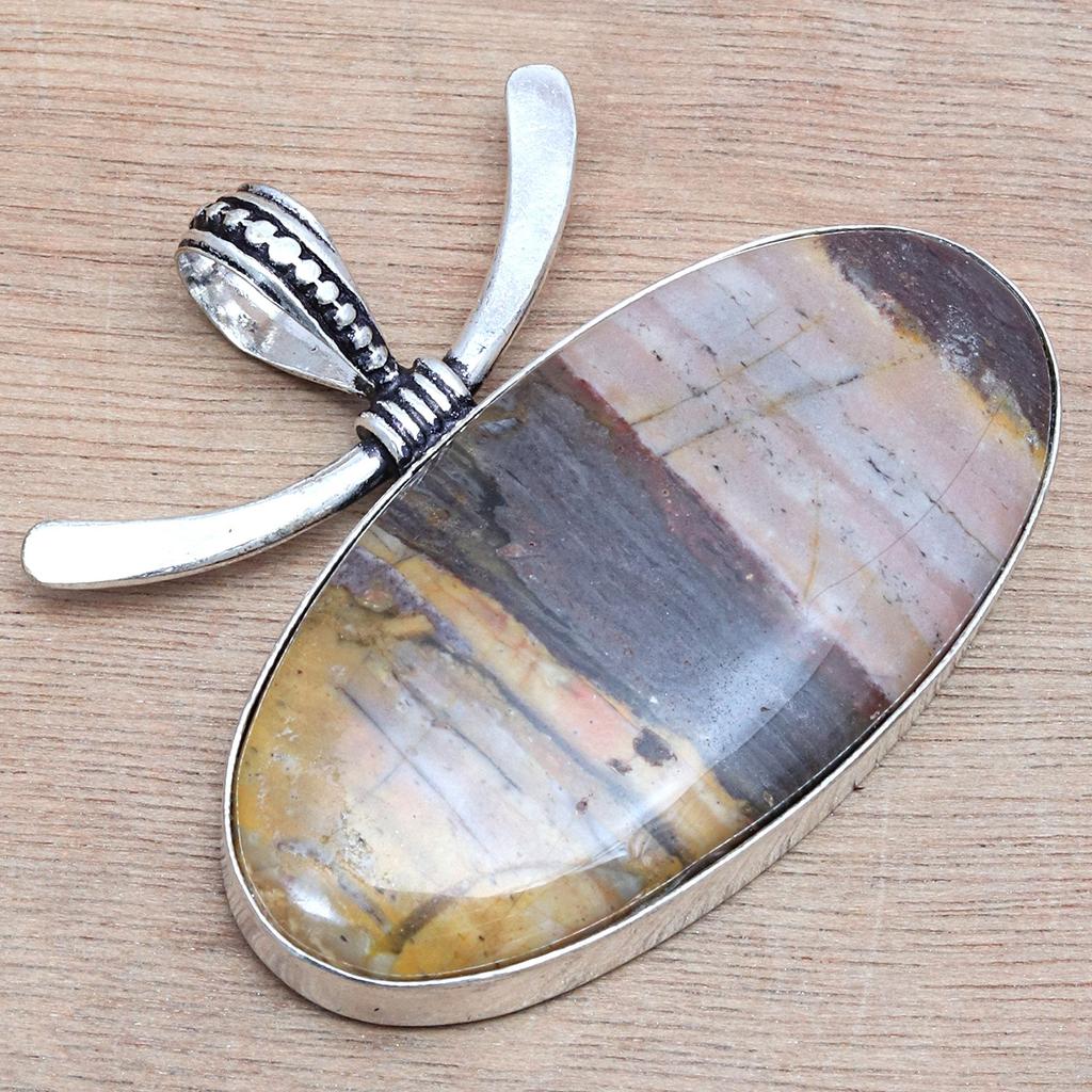 Chrysocolla Gemstone Handmade Women's Unisex Silver Jewelry Pendant 1.75